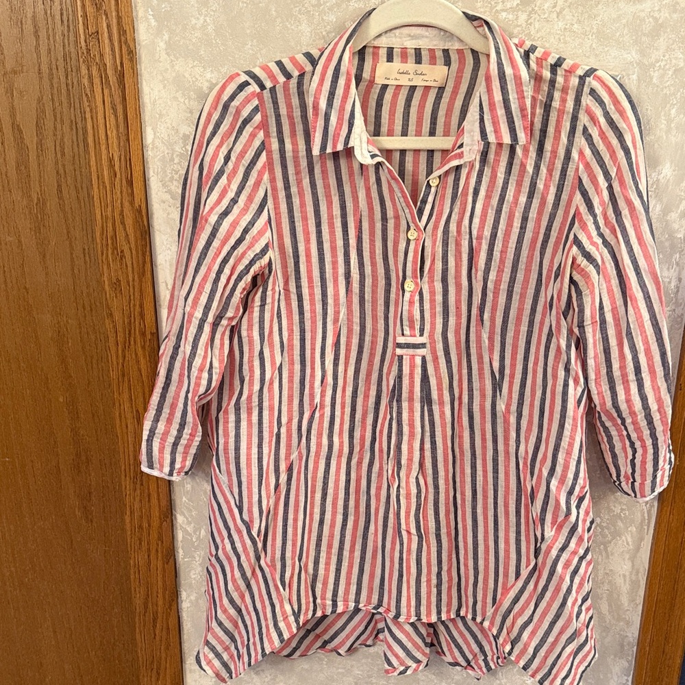 100% cotton anthropologie Isabella Sinclair Striped Blouse